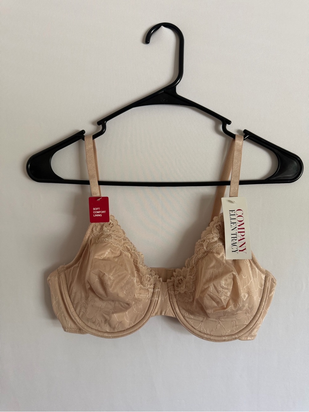 COMPANY ELLEN TRACY 36C NUDE LACE LINED SOFT CUPS UNDERWIRE BRA NWT